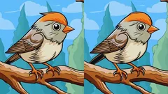 Kniffliges Rätsel: Finden Sie 3 Unterschiede im Bild eines Vogels auf einem Baum – in 29 Sekunden